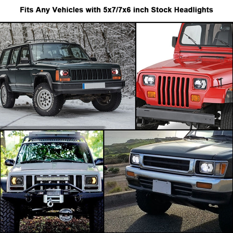 2 PCS 5X7 inch Car Modified Red Background LED Square Headlamp for Jeep Wrangler, For Jeep Wrangler(5X7 inch) 2 PCS 5X7 inch Car Modified Red Background LED Square Headlamp for Jeep Wrangler, For Jeep Wrangler(5X7 inch)